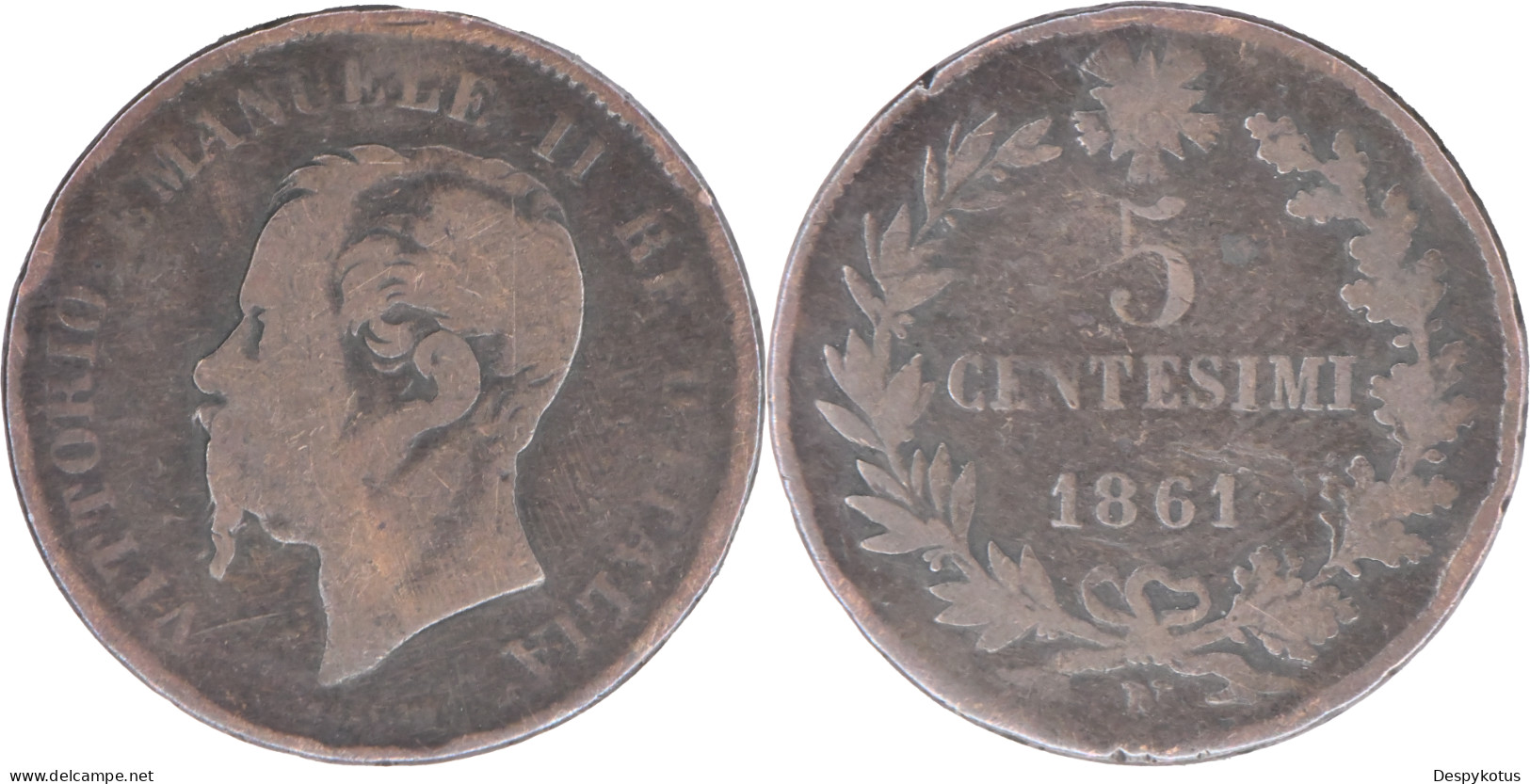 Italie - 1861 - 5 Centesimi - Naples (N) - 18-024 - 1861-1878 : Vittoro Emanuele II