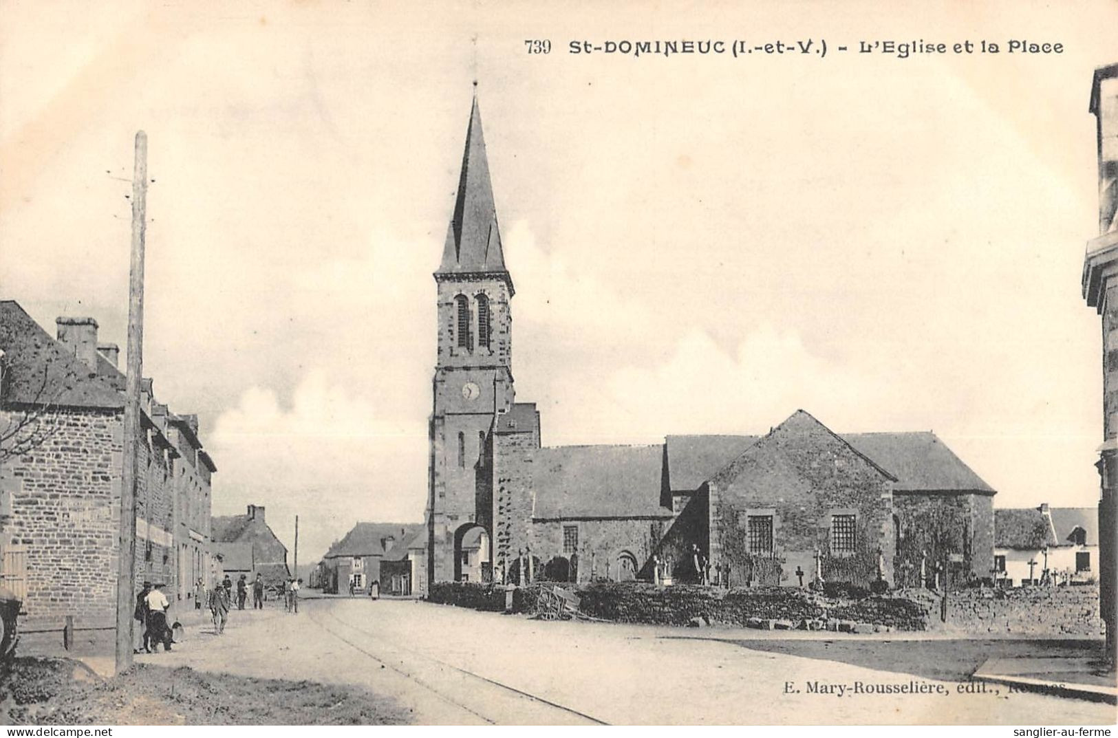 CPA 35 SAINT DOMINEUC / EGLISE ET PLACE - Andere & Zonder Classificatie