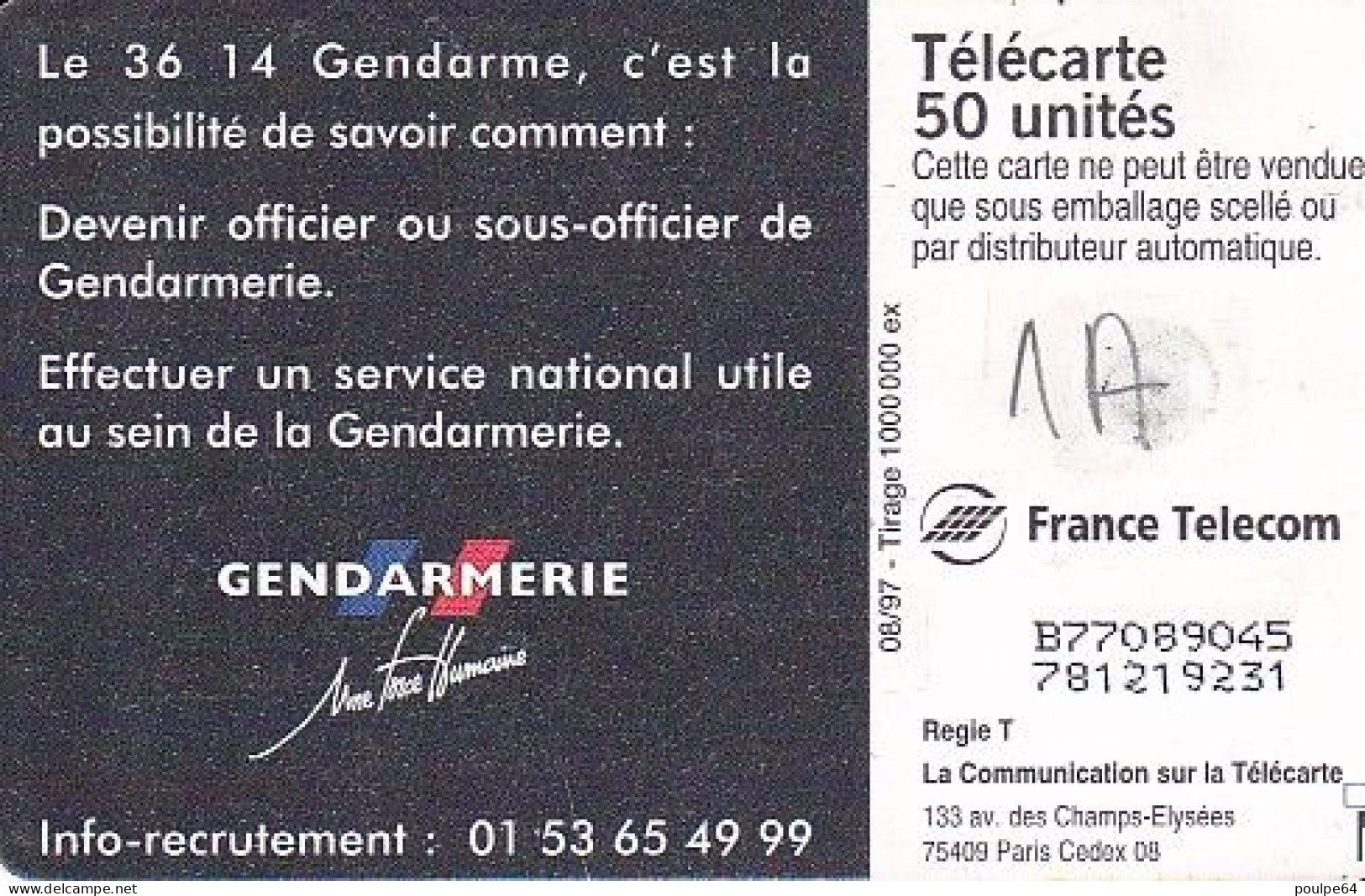 F0780  08/1997 SIRPA GENDARMERIE  50 GEM1A - 1997