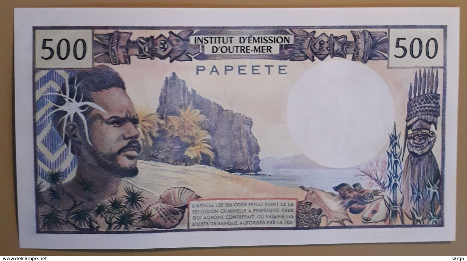 FRENCH POLYNESIA - PAPEETE - 500 FRANCS - 1985 - UNCIRC - P 25D - BANKNOTES - PAPER MONEY - CARTAMONETA - - Papeete (Frans-Polynesië 1914-1985)