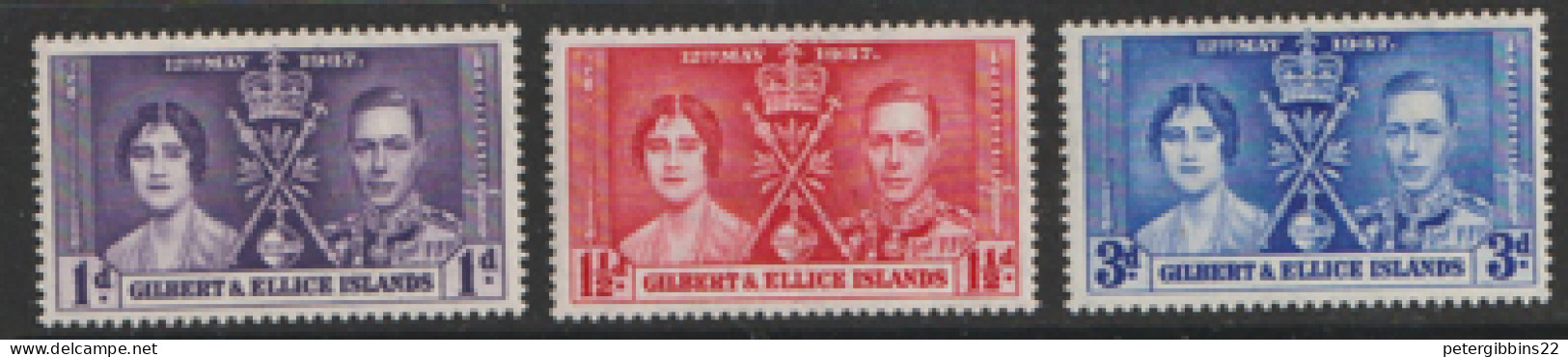 Gilbert Ad Ellice Islands  1937  SG  40-2  Coronation    Mounted Mint - Isole Gilbert Ed Ellice (...-1979)