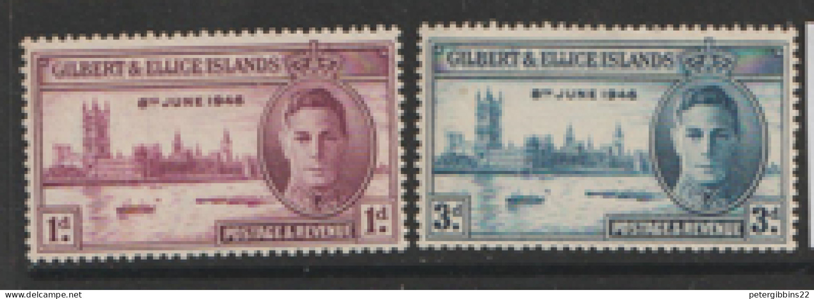 Gilbert Ad Ellice Islands  1946  SG  55-6   Victory   Mounted Mint - Îles Gilbert Et Ellice (...-1979)