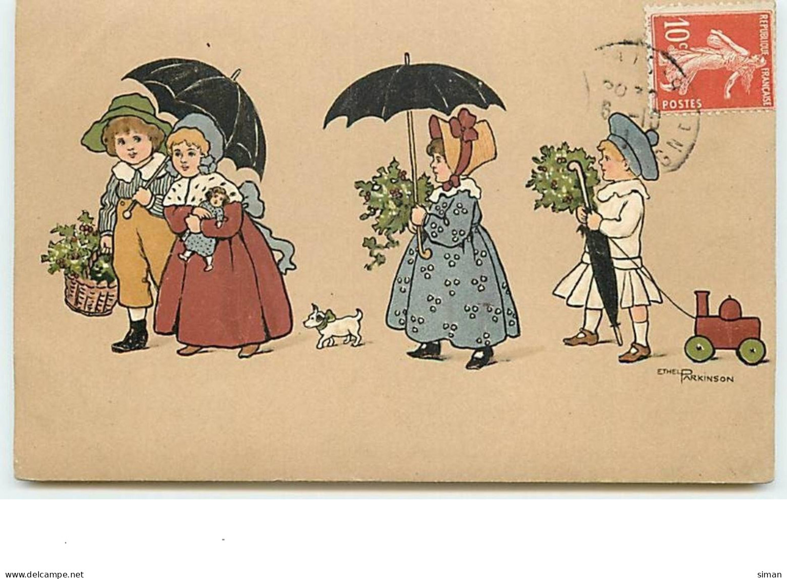 N°858 - Ethel Parkinson - Couple D'enfants Avec Des Parapluies - Parkinson, Ethel