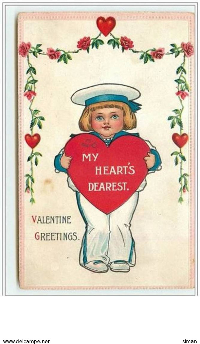 N°837 - Carte Gaufrée - Valentine  Greetings - My Heart's Dearest - Saint-Valentin