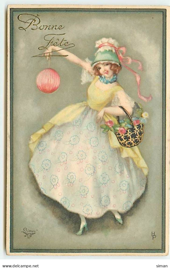 N°22180 - Hannes Petersen - Bonne Fête - Jeune Fille Portant Un Panier Rempli De Roses, Et Un Lampion - Petersen, Hannes