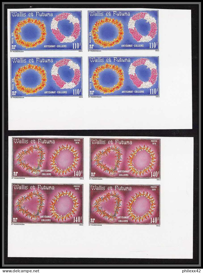 90017b Wallis Et Futuna Non Dentelé ** MNH Imperf N°241/242 Colliers Bijoux Jewels Bloc 4 Cote 112 Eu - Non Dentelés, épreuves & Variétés