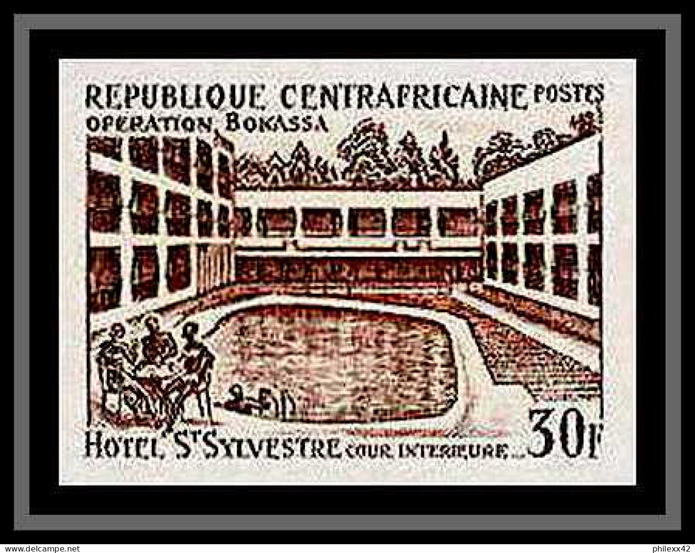 90058b République Centrafricaine N°172 Hotel Saint Sylvestre Essai (color Proof) Non Dentelé 6 Couleurs - Hotels, Restaurants & Cafés