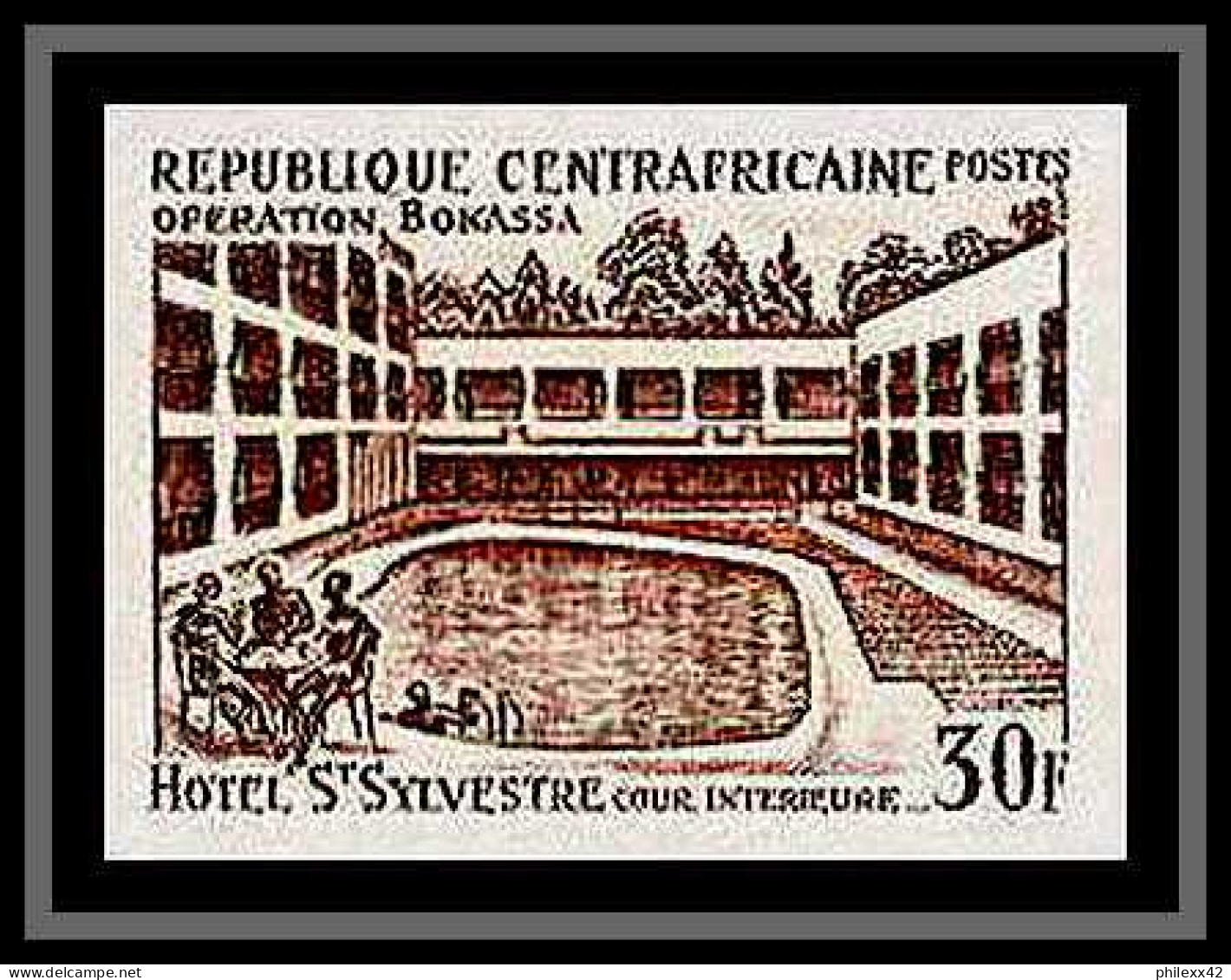 90058b République Centrafricaine N°172 Hotel Saint Sylvestre Essai (color Proof) Non Dentelé 6 Couleurs - Hotels- Horeca