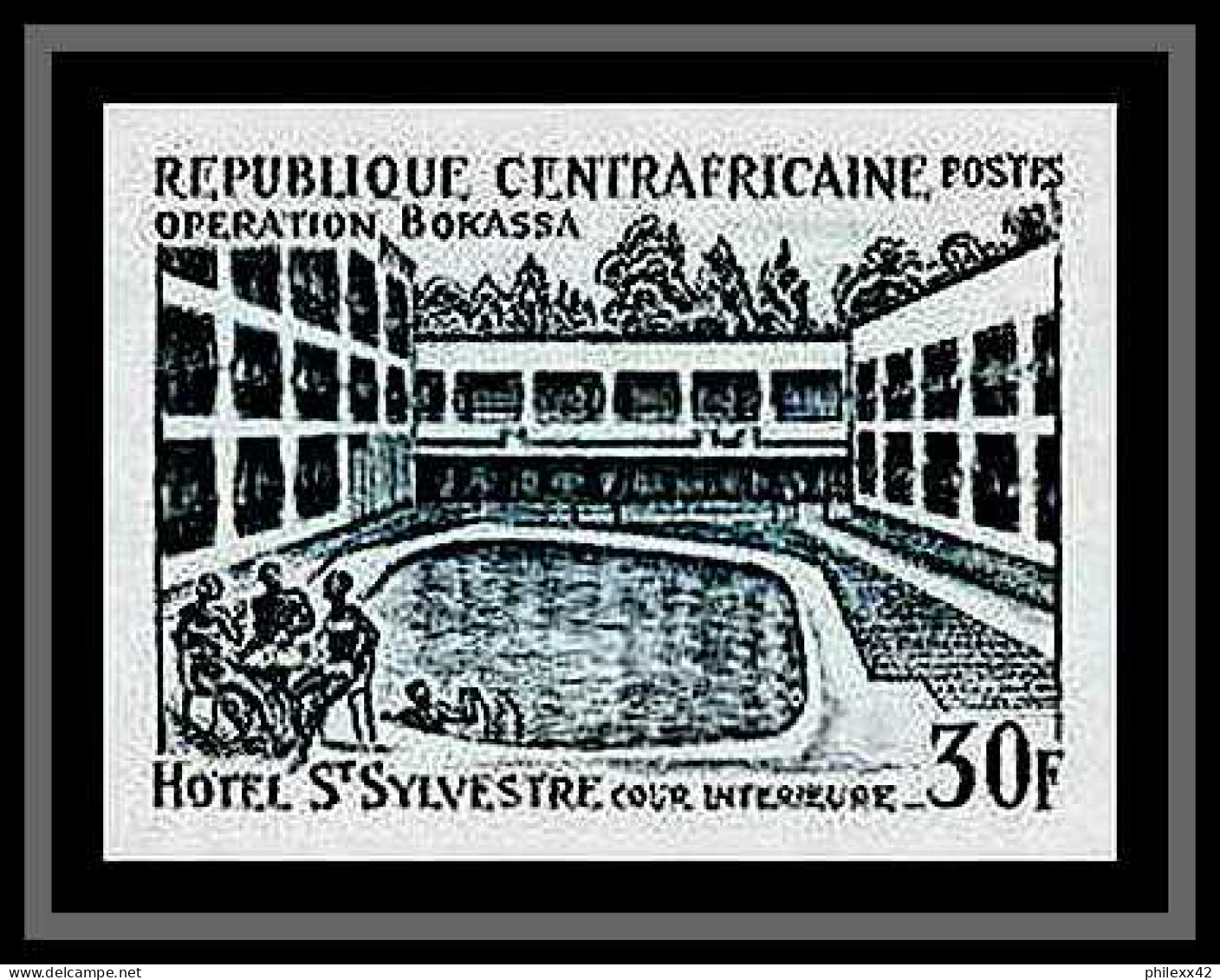 90058b République Centrafricaine N°172 Hotel Saint Sylvestre Essai (color Proof) Non Dentelé 6 Couleurs - Hotel- & Gaststättengewerbe