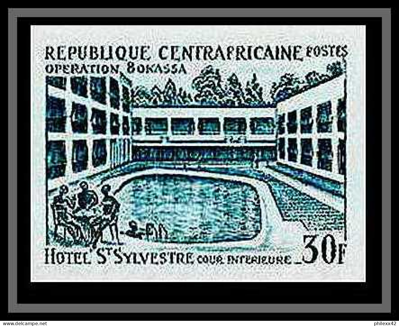 90058b république centrafricaine N°172 hotel saint sylvestre Essai (color proof) Non dentelé 6 couleurs
