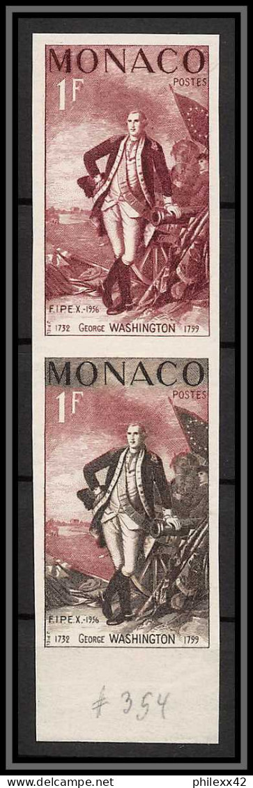 90199 Monaco N°444 George Washington Usa President Essai (proof) Non Dentelé Imperf** MNH Paire Multicolore - Onafhankelijkheid USA