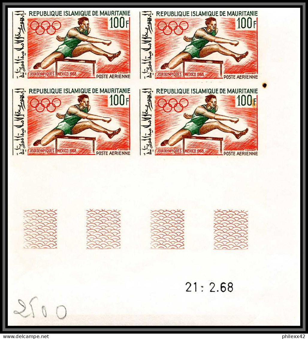 90463c Mauritanie N°73/76 Jeux Olympiques Olympic Games 1968 Mexico Grenoble Non Dentelé ** MNH Imperf Coin Daté - Hiver 1968: Grenoble