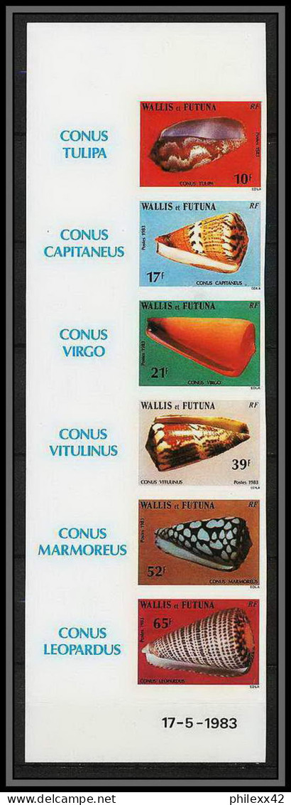 90521 Wallis Et Futuna Non Dentelé ** MNH Imperf N°306/311 Coquillages Shellfish Shell Shells Bande - Geschnittene, Druckproben Und Abarten