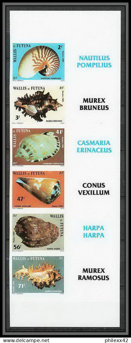 90525d Wallis Et Futuna N°323/328 Coquillages Shell Shells Non Dentelé ** MNH Imperftirage Carton Proof  - Ongebruikt