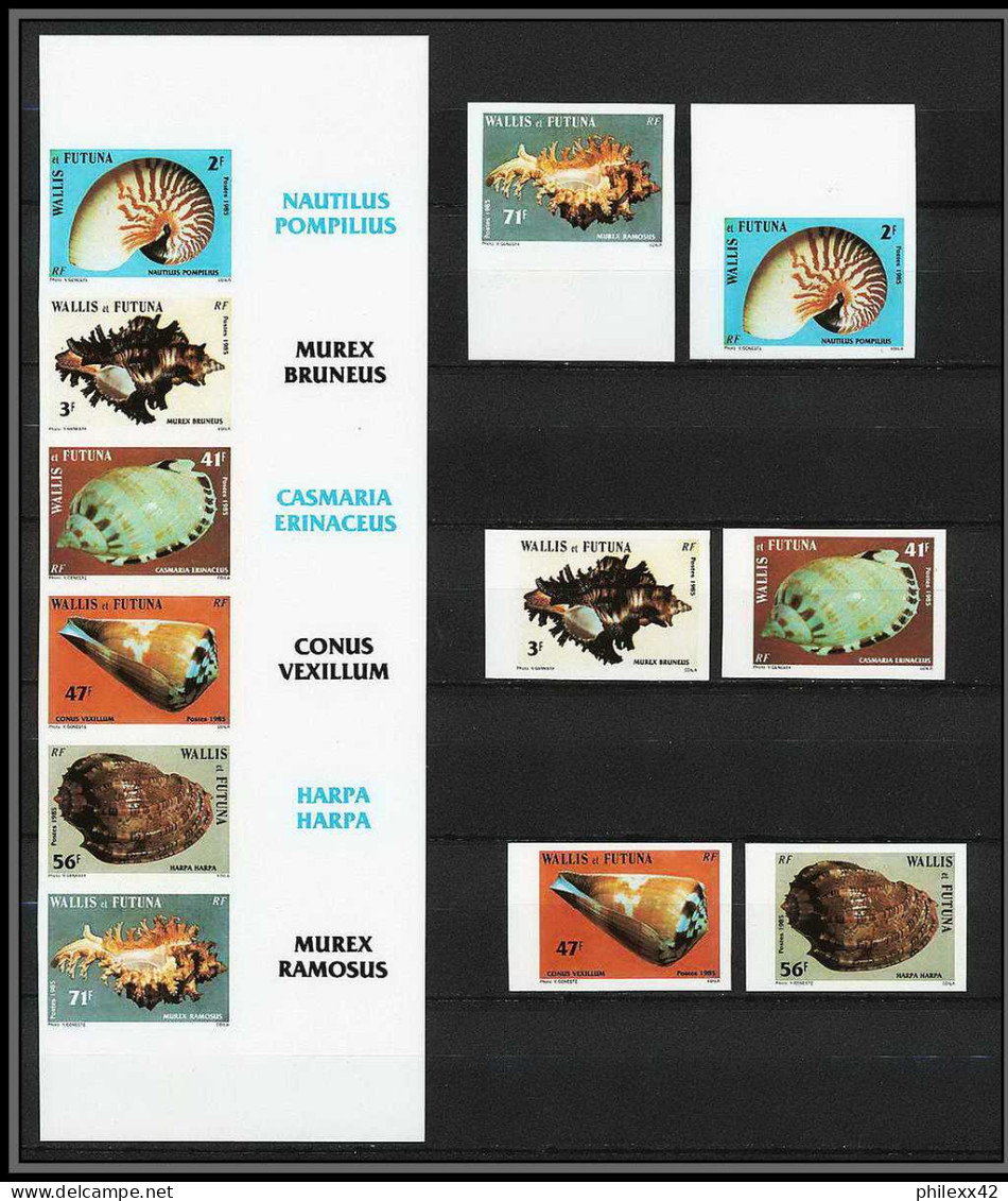 90524b Wallis Et Futuna N°323/328 Coquillages Shellfish Sea Shell Shells Non Dentelé Imperf + Tirage Carton Perfect Set  - Geschnittene, Druckproben Und Abarten