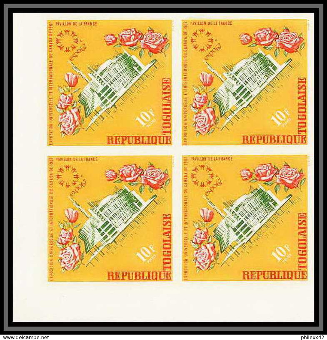 90597a Togo 71/74 536/538 Fleurs Flower Exposition Universelle Canada 1967 Non Dentelé Imperf ** Mnh Bloc 4 Universal - 1967 – Montreal (Kanada)