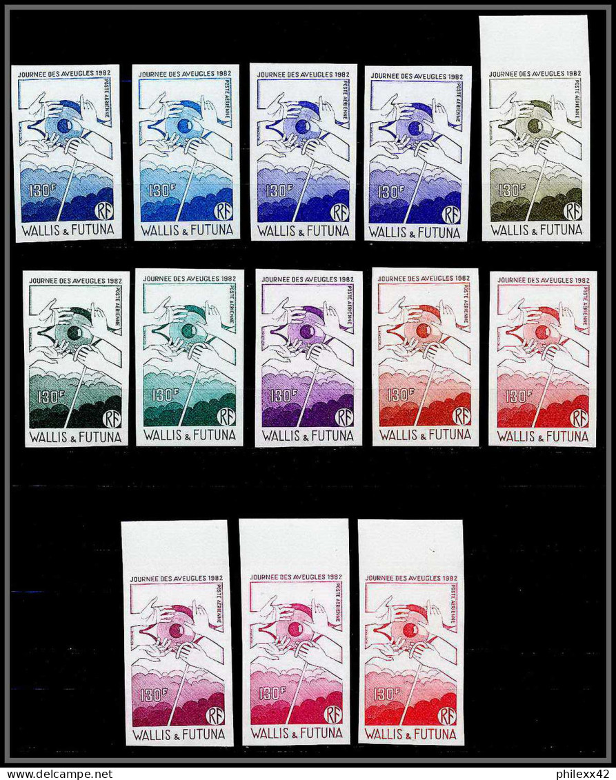 90623 Wallis Et Futuna N°120 Aveugles Aveugle Blind 13 Couleurs Differentes Essai Proof Non Dentelé Imperf ** MNH  - Non Dentelés, épreuves & Variétés