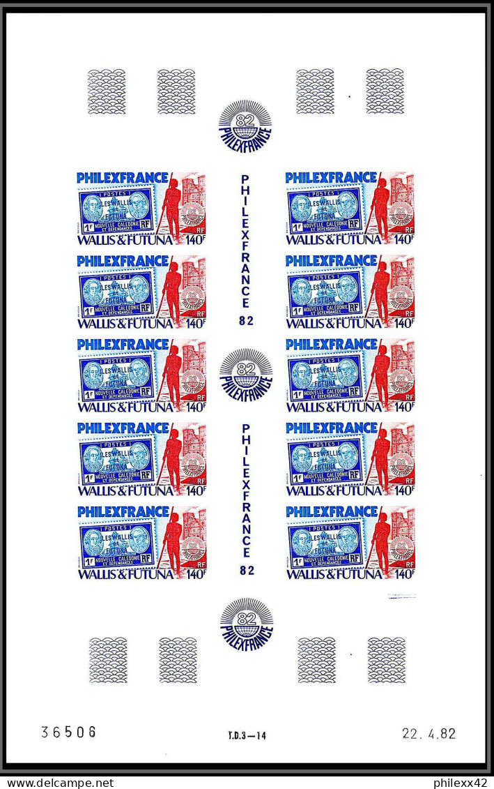 90724b Wallis Et Futuna N° 285 Philexfrance 1982 Feuille Sheet Planche Non Dentelé ** MNH Imperf - Non Dentelés, épreuves & Variétés