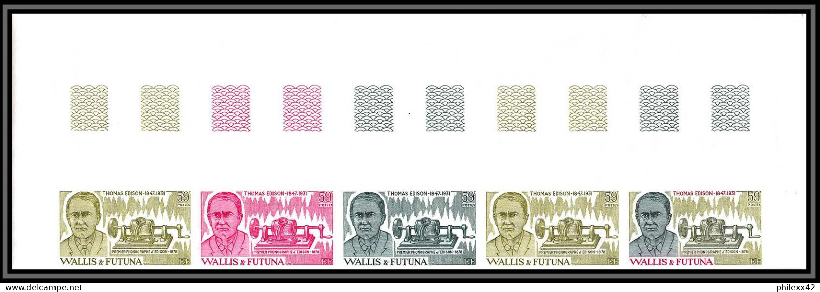 90765w Wallis Et Futuna Et Futuna N° 275 T Edison Télégraphe Télégraph Essai Non Dentelé Imperf ** MNH Bande 5 Strip - Sin Dentar, Pruebas De Impresión Y Variedades