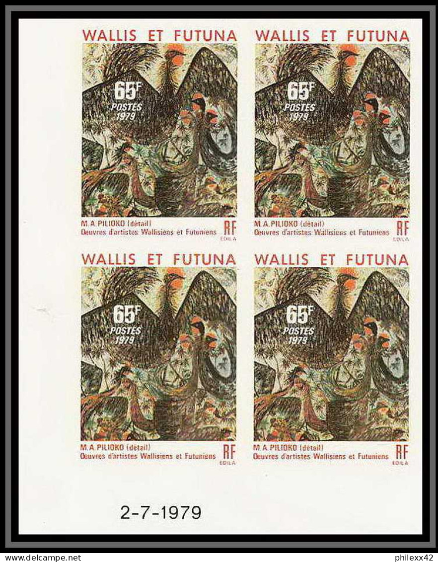 90860 Wallis Et Futuna Futuna N°245/247 Sutita Pilioko Tableau Painting Bloc 4 Coin Daté Non Dentelé Imperf ** MNH - Non Dentelés, épreuves & Variétés
