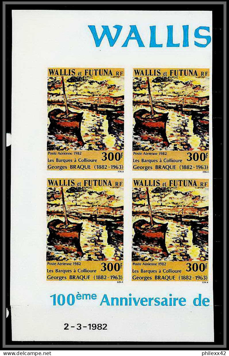 90886a Wallis Et Futuna N° 115 Braque Tableau Painting Collioure Non Dentelé Imperf ** MNH Bloc 4 Coin Daté - Geschnittene, Druckproben Und Abarten