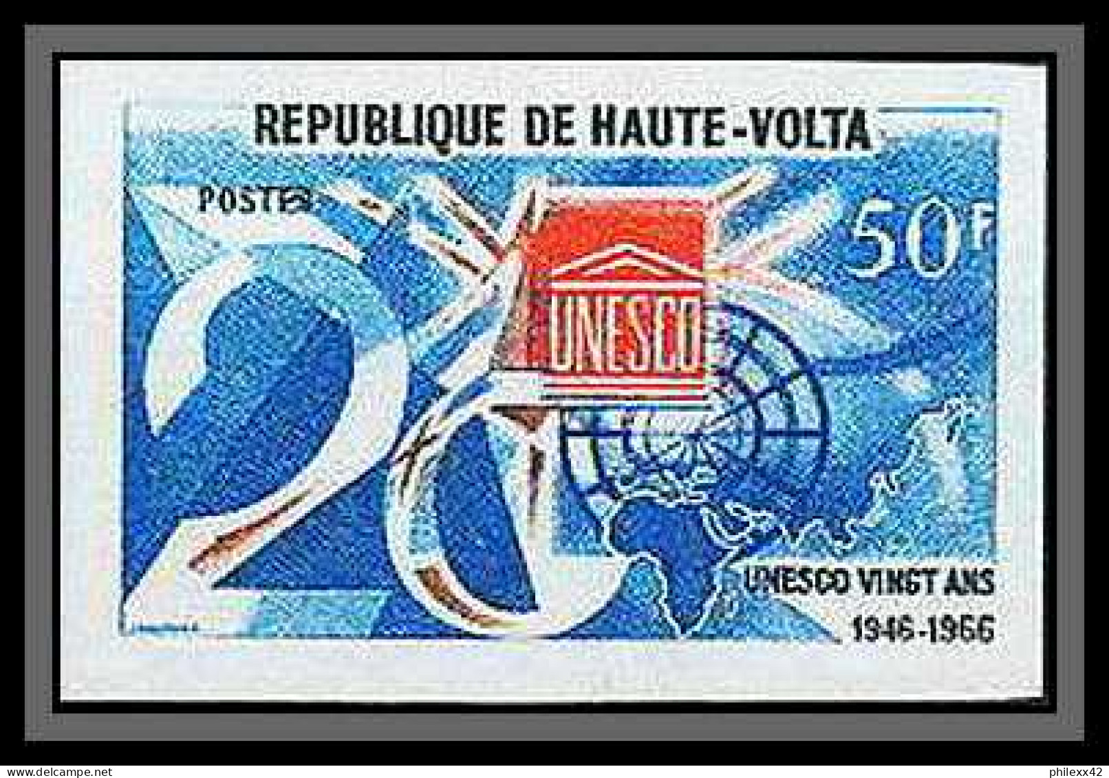 91008 Haute-Volta N° 175 Unesco Non Dentelé Imperf ** MNH 1966 - UNESCO