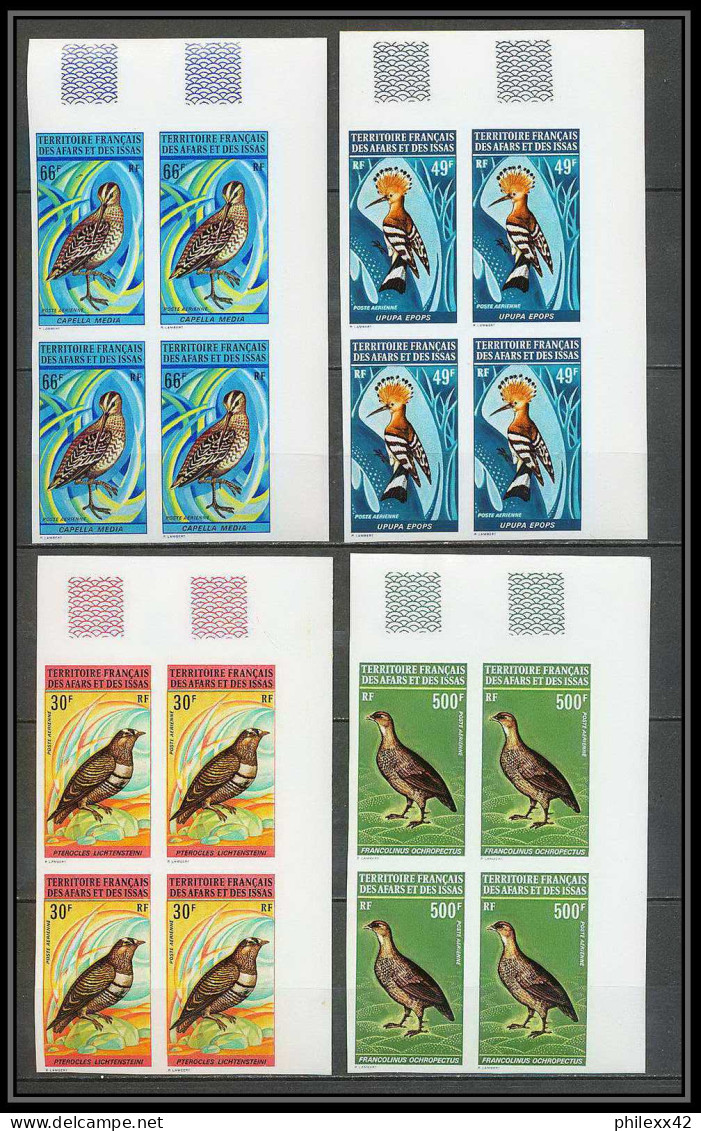 91603b Afars Et Issas 1972 PA N° 68/71** MNH Oiseaux (birds) Non Dentelé Imperf ** MNH COTE 560 EUROS Bloc 4 - Collections, Lots & Series