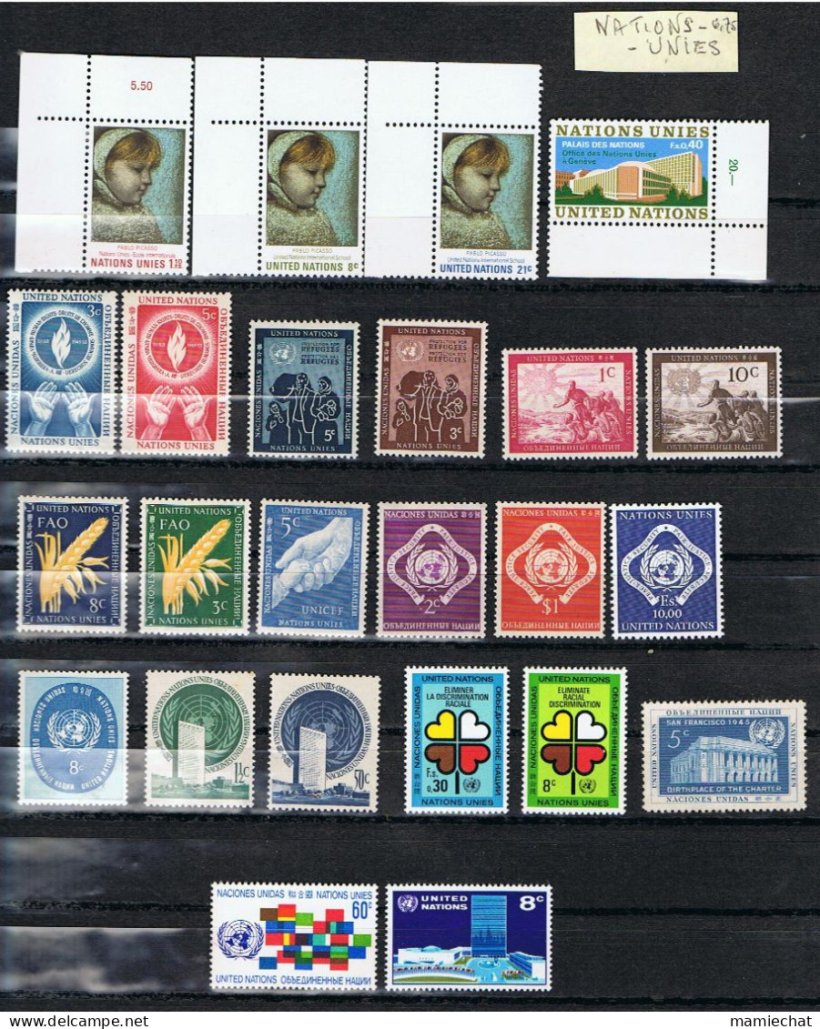 NATIONS UNIES-TIMBRES NEUFS-DIVERS- - Lots & Serien