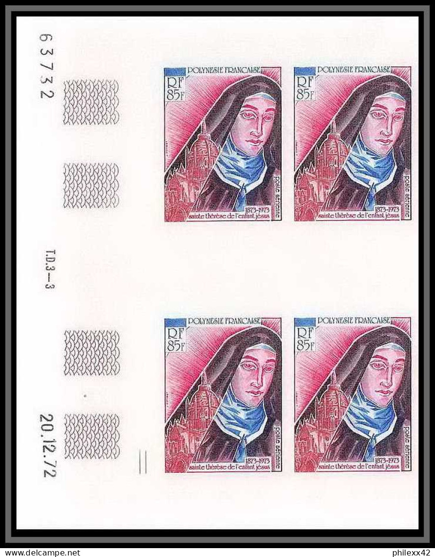 91627b Polynesie Polynesia N° 71 Sainte Therese Et Enfant Jesus Tableau Painting Non Dentelé Imperf ** MNH Coin Daté - Unused Stamps