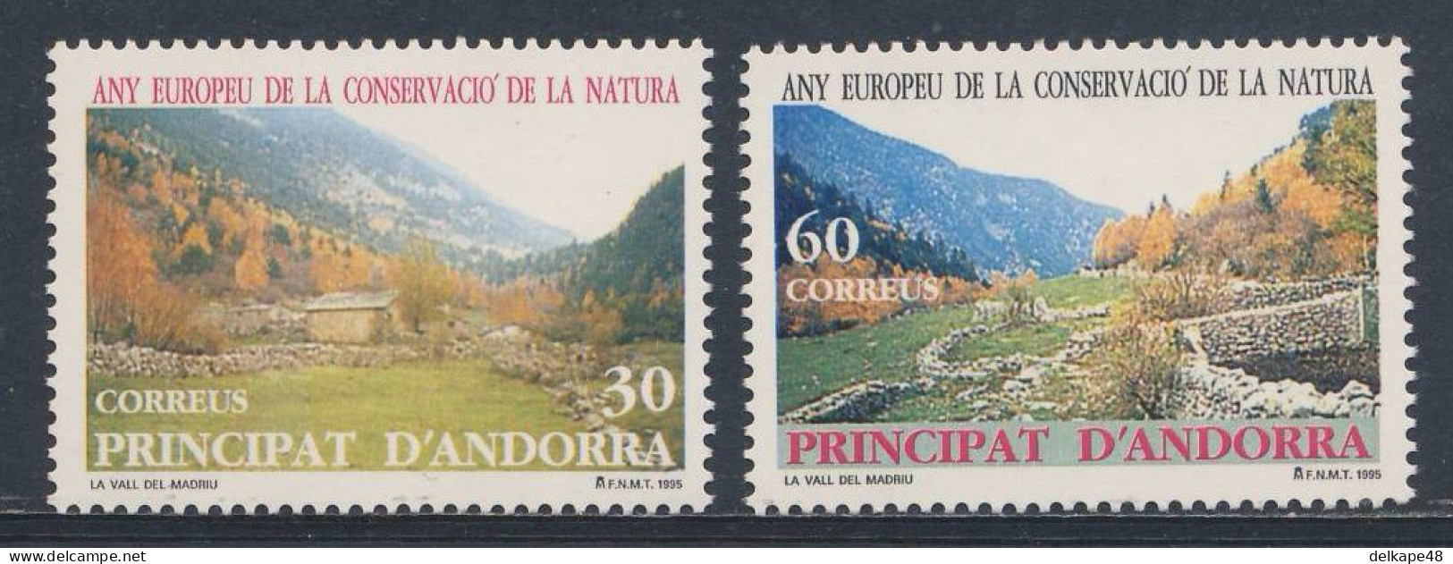 Andorra Spanish Post 1995 Mi 241 /2 /2 YT 231 /2 Sc 232 /3 SG 242 ** Madriu Valley - European Nature Conservation Year - Nature