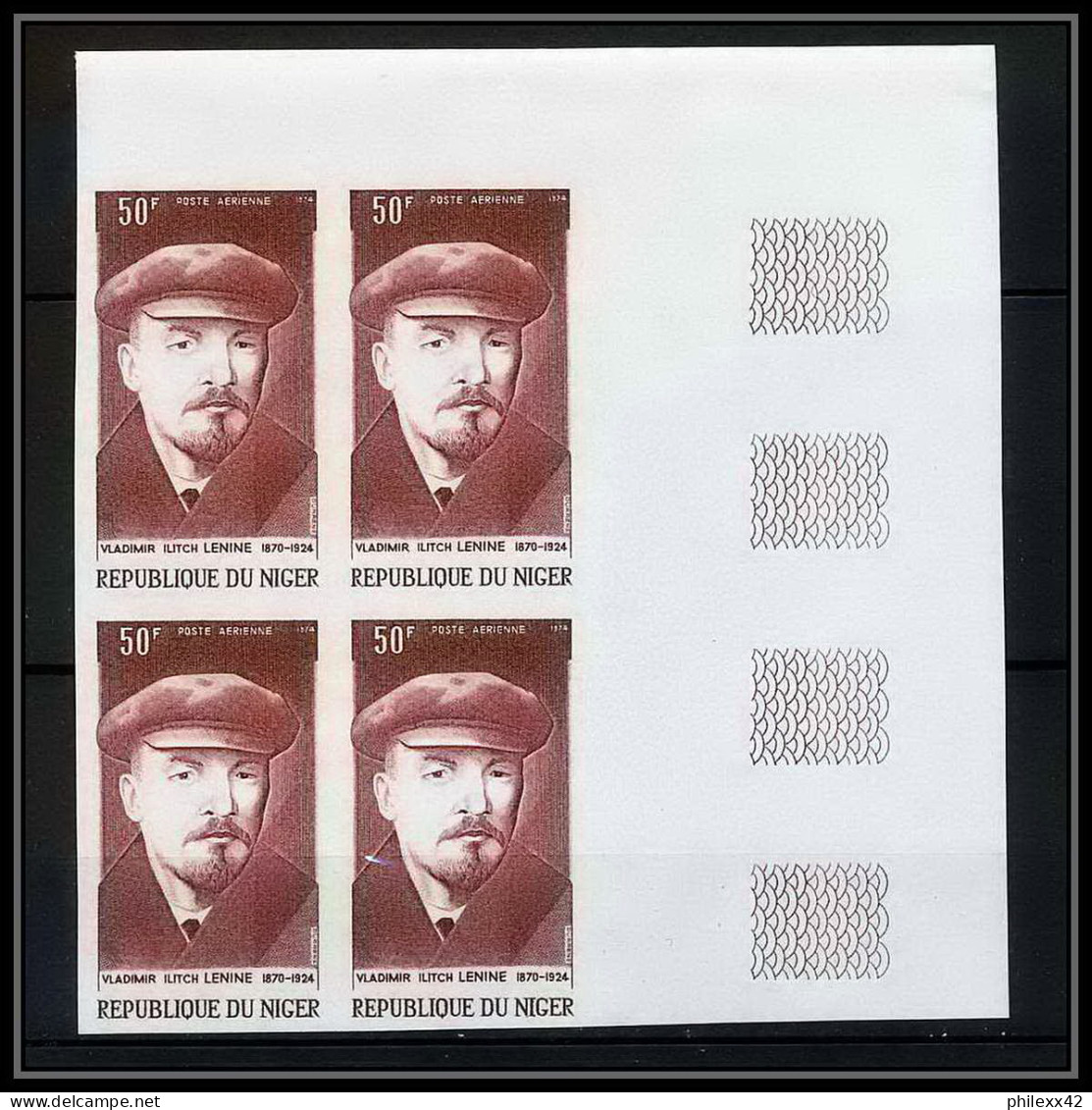 91712b Niger Poste Aerienne PAN° 225 Vladimir Ilitch Lenine Lenin Non Dentelé Imperf ** MNH Bloc 4  - Lenin