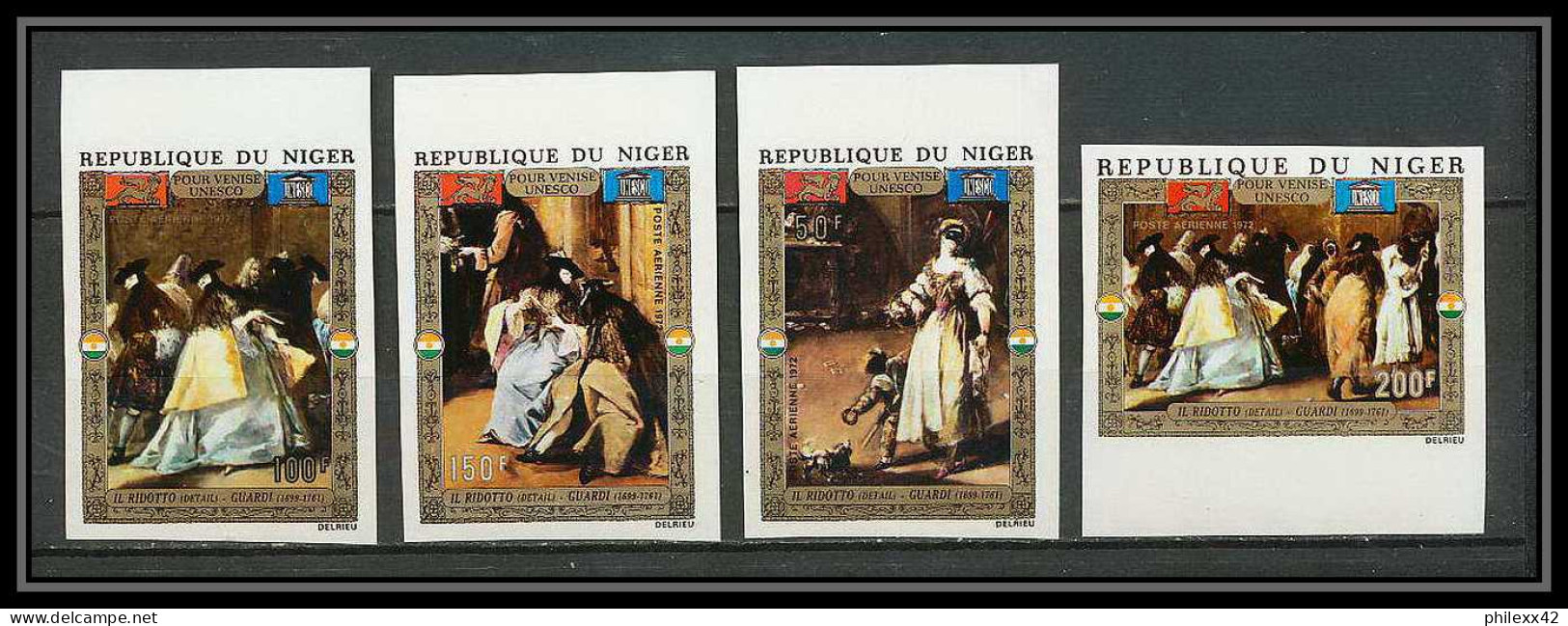 91720f Niger PA N° 176/179 Unesco 1972 Venise (Venice) Tableau (Painting) Il Ridotto Non Dentelé ** MNH  - UNESCO