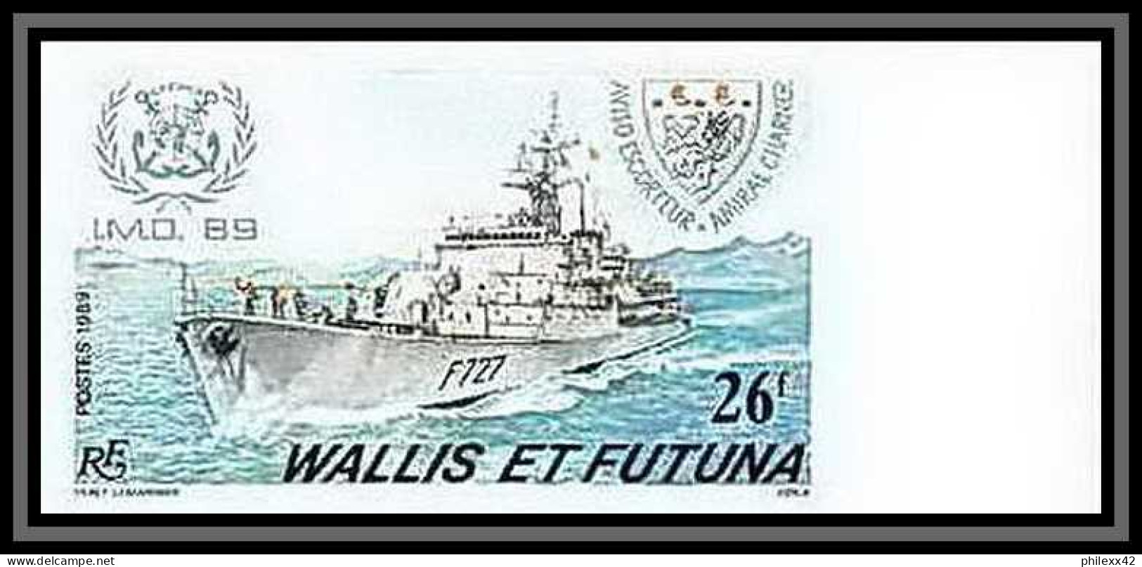 91757d Wallis Et Futuna N° 384 Bateau Ship Ships Escorteur Charner Imo 89 1988 Non Dentelé Imperf ** MNH - Non Dentelés, épreuves & Variétés