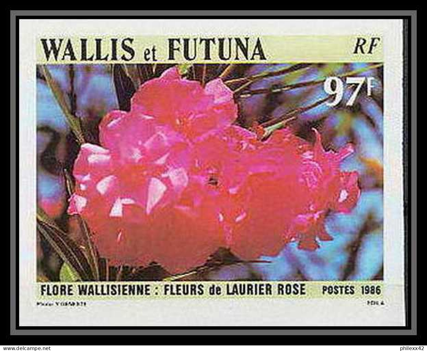 91761b Wallis Et Futuna N° 351 Fleurs Fleur Flowers Laurier Rose Oleanders Non Dentelé Imperf ** MNH - Geschnittene, Druckproben Und Abarten