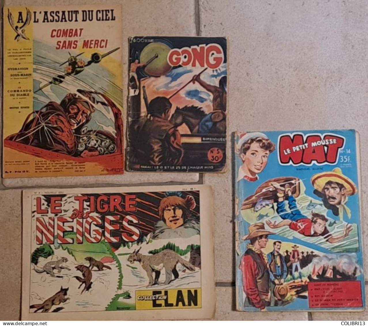 RECITS COMPLETS Lot De 4 NATn°14  Coll.ELAN 2e Série N°4 Mouminoux GONG N°5 1950 Markus  A L4ASSAUT DU CIEL N°9 Mathelot - Loten Van Stripverhalen