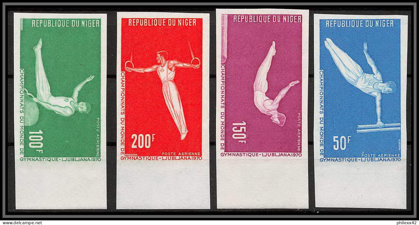 91782g Niger PA N° 137/140 Gymnastique Gymnastics 1970 Ljubljana Slovenia Slovenie Non Dentelé Imperf ** MNH - Gymnastique
