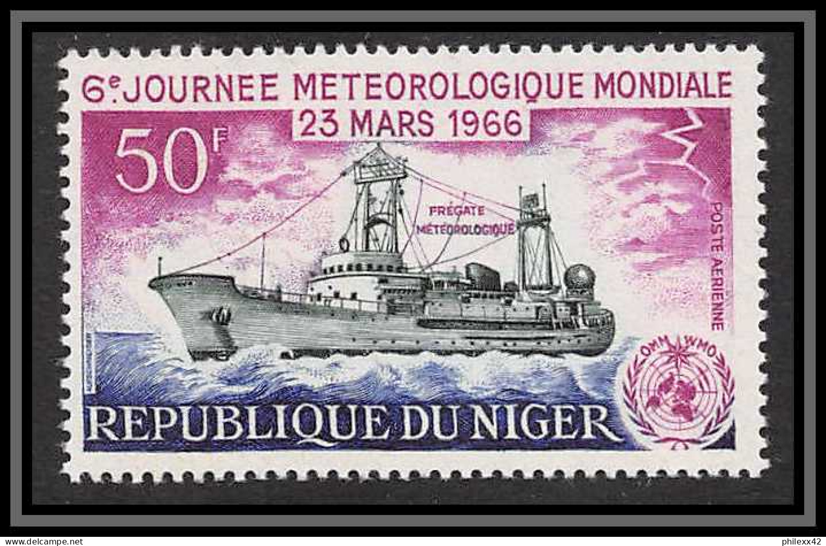 91790b Niger PA N° 55 Journee Meteorologique 1966 WHO Meteo Fregate Bateau Boat Ship - Clima & Meteorología