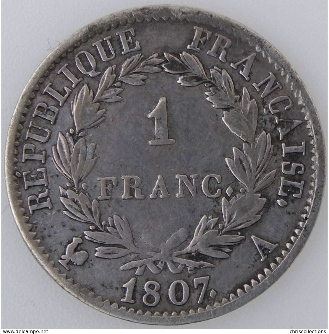 Napoléon Empereur, 1 Franc 1807 A, KM# 681, TB/TTB - 1 Franc