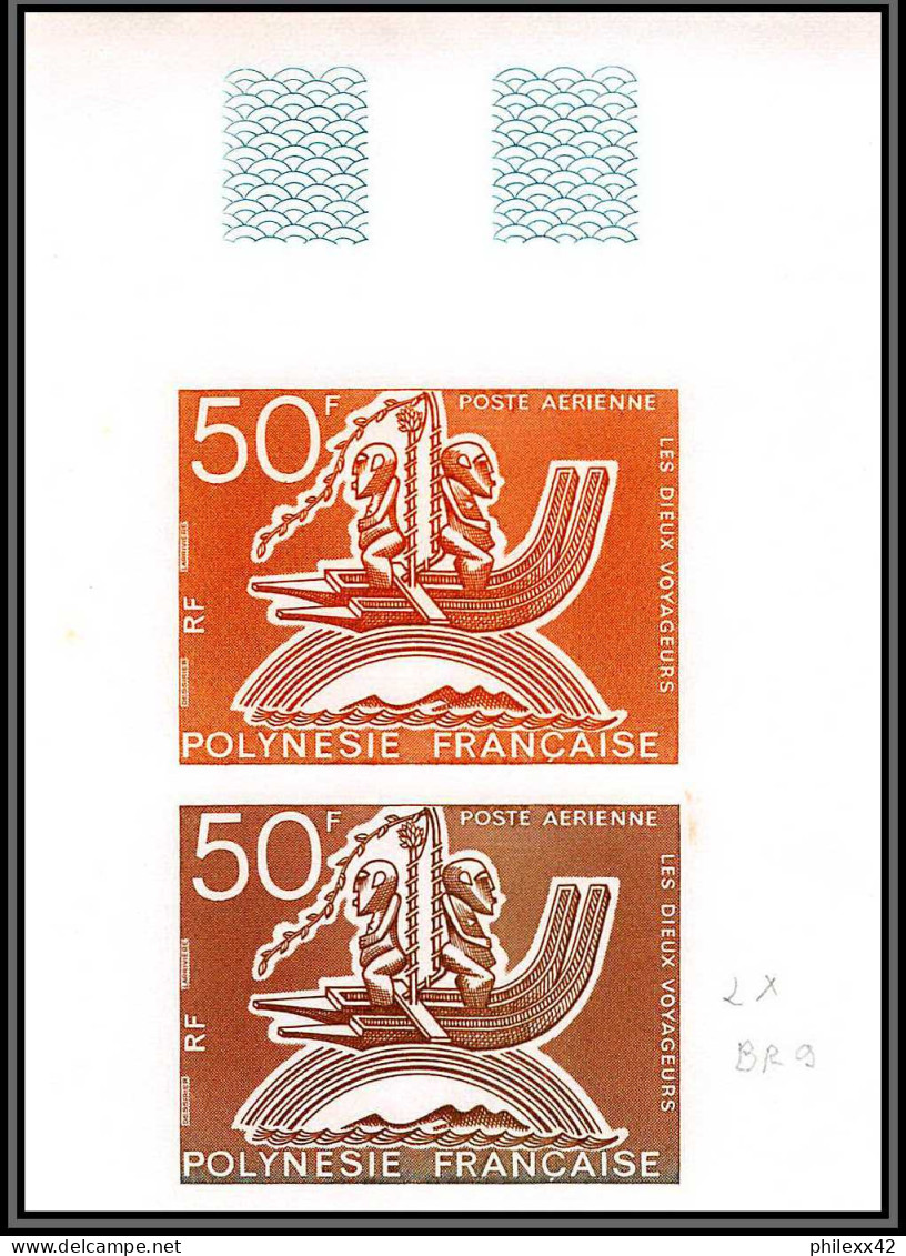 91802b Polynesie PA N° 89 Les Dieux Voyageurs 1974 Essai Proof Non Dentelé Imperf ** MNH Paire - Imperforates, Proofs & Errors