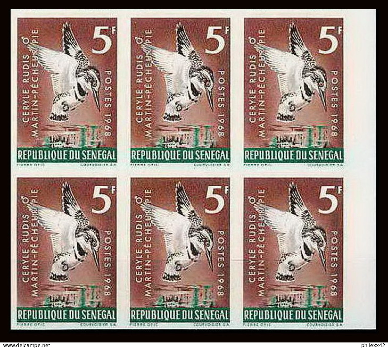 91812c Sénégal N° 309 Martin-pêcheur (kingfisher) Oiseaux Bird Oiseau Non Dentelé Imperf ** MNH Bloc 6 - Specht- & Bartvögel