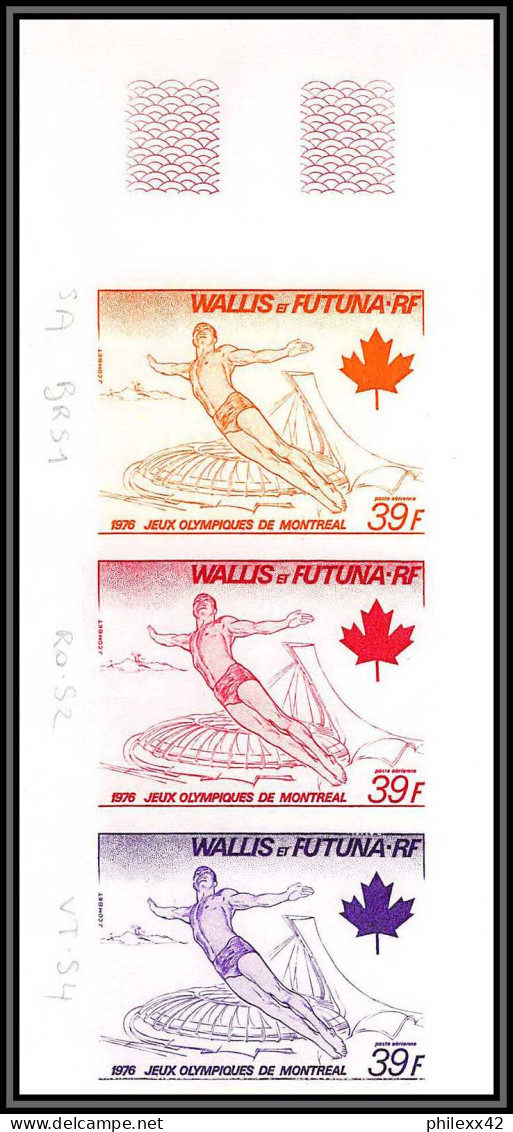 91822e Wallis Et Futuna PA 73 Plongeon Diving Montreal 76 Jeux Olympiques Olympic Essai Non Dentelé Imperf ** MNH Proof  - Non Dentelés, épreuves & Variétés