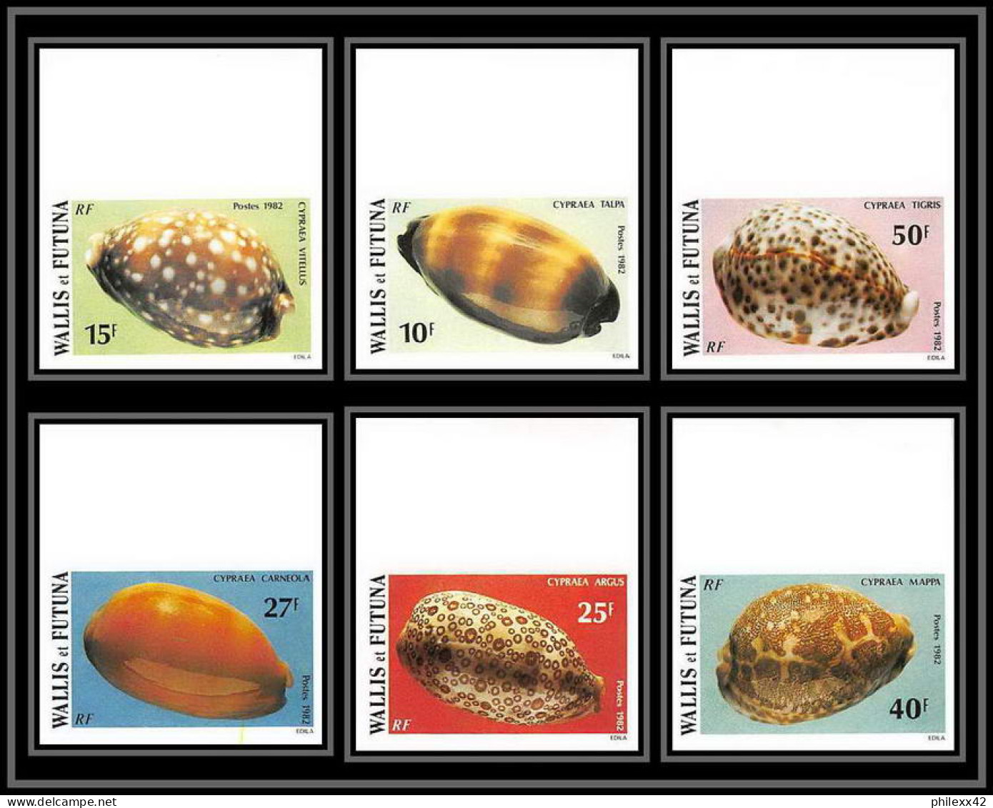 91824c Wallis Et Futuna 291/296 Coquillages Non Dentelé Imperf ** MNH Sea Shell Shells  - Non Dentelés, épreuves & Variétés