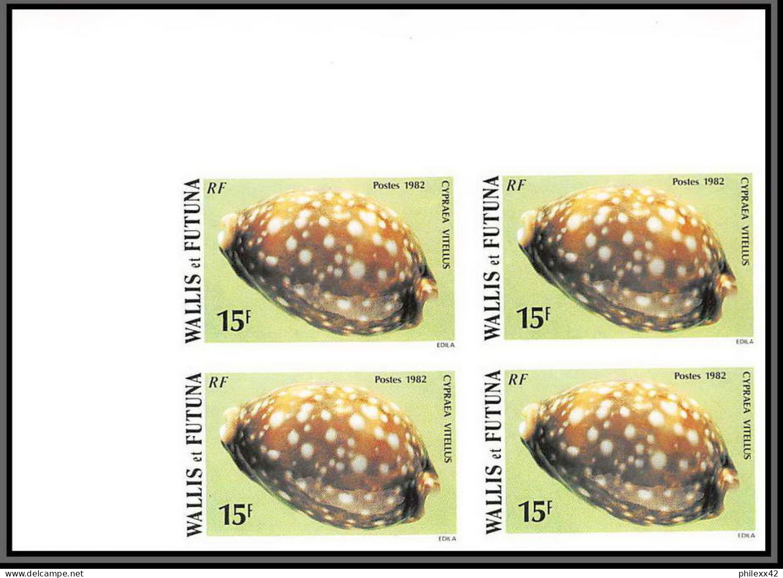 91824a Wallis Et Futuna 291/296 Coquillages Non Dentelé Imperf ** MNH Sea Shell Shells Bloc 4 - Non Dentelés, épreuves & Variétés