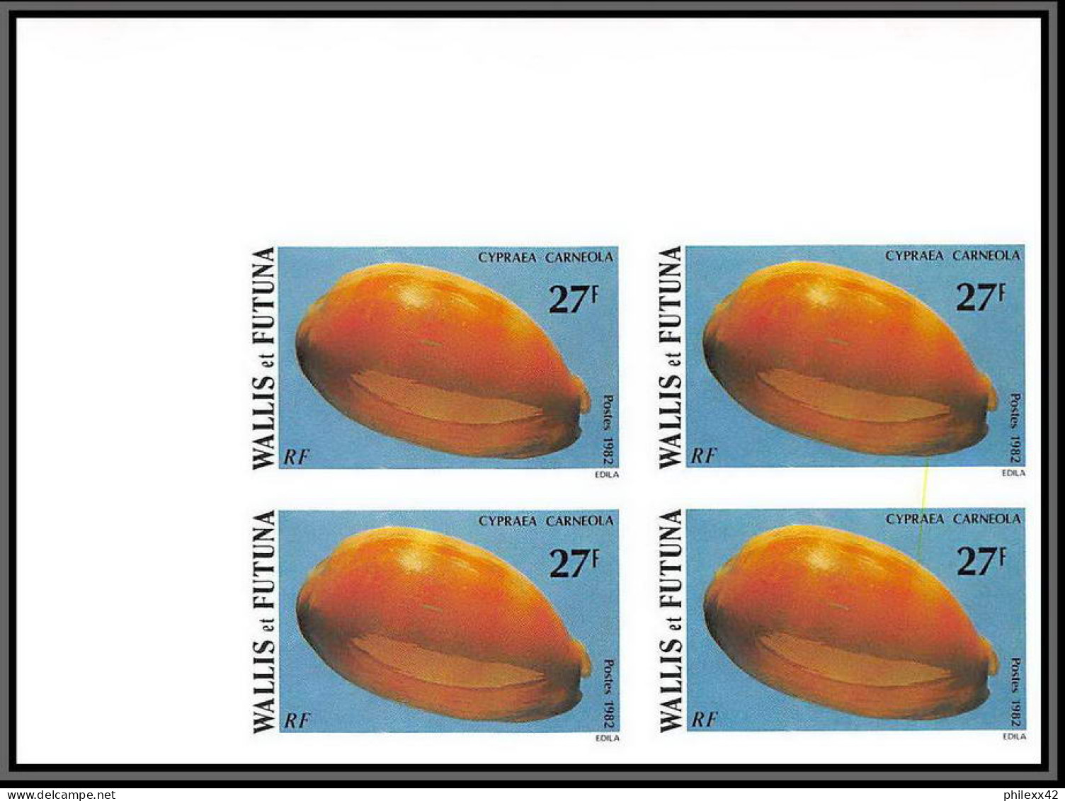 91824a Wallis et Futuna 291/296 coquillages Non dentelé imperf ** MNH Sea Shell shells bloc 4