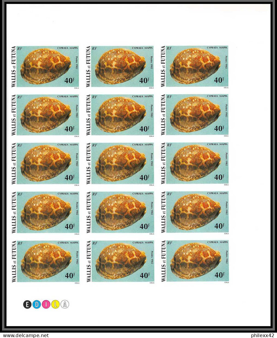 91824 Wallis Et Futuna 291/296 Coquillages Non Dentelé Imperf ** MNH Sea Shell Shells Feuille Sheet Bloc 15  - Non Dentelés, épreuves & Variétés