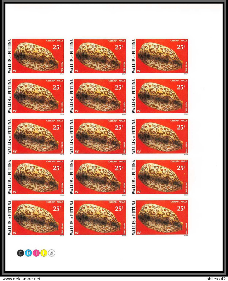 91824 Wallis Et Futuna 291/296 Coquillages Non Dentelé Imperf ** MNH Sea Shell Shells Feuille Sheet Bloc 15  - Non Dentelés, épreuves & Variétés