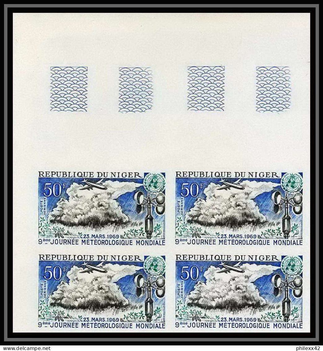 91836a Niger PA N° 105 Journee Météorologique 1939 Meteo Meteorology Non Dentelé Imperf ** MNH Bloc De 4 - Clima & Meteorología