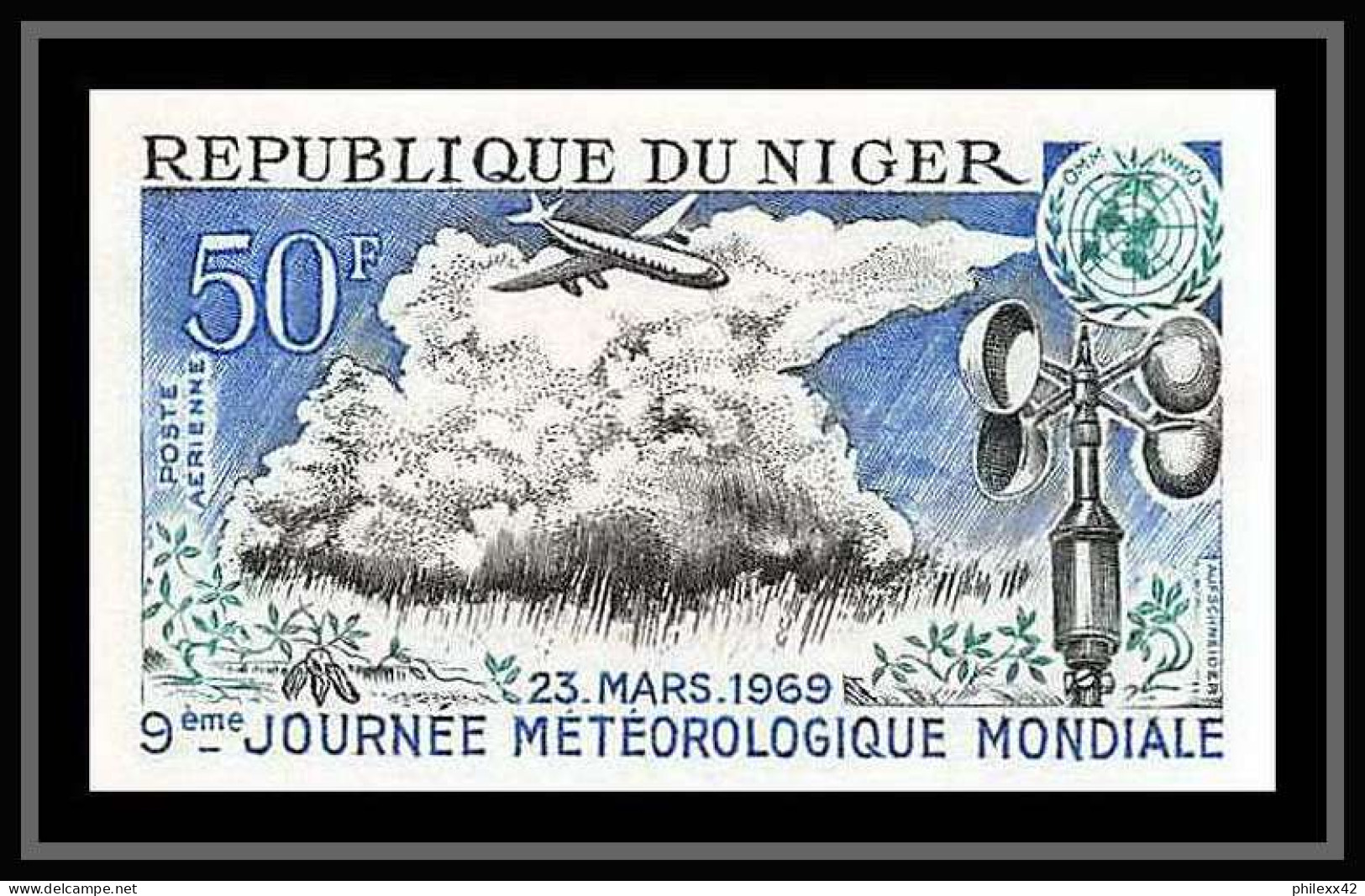 91836b Niger PA N° 105 Journee Météorologique 1939 Meteo Meteorology Non Dentelé Imperf ** MNH  - Climat & Météorologie