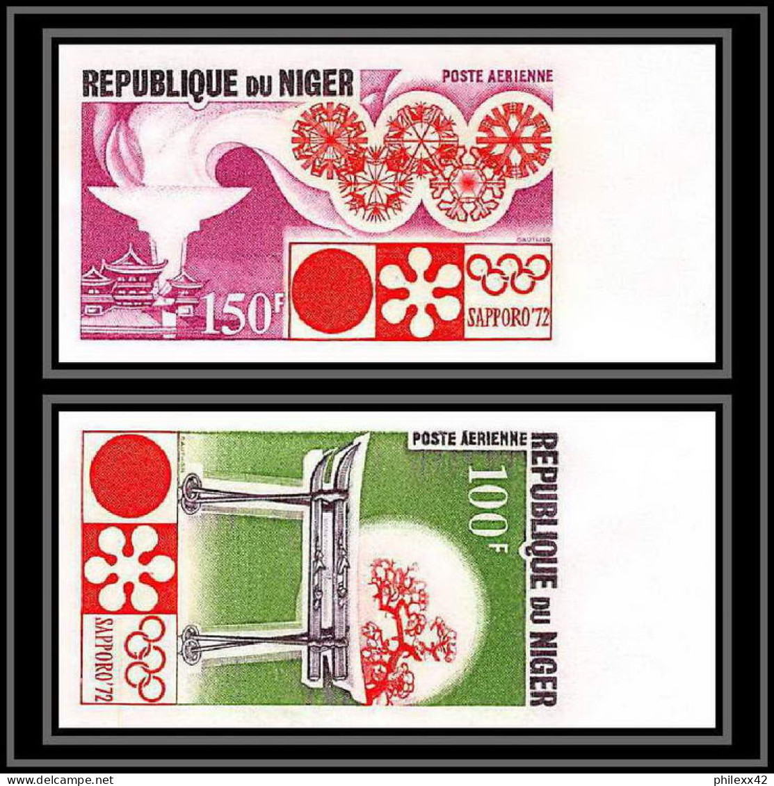 91839a Niger N° 174/175 Sapporo 72 Japon Japan 1972 Jeux Olympiques Olympic Games Non Dentelé Imperf  - Winter 1972: Sapporo