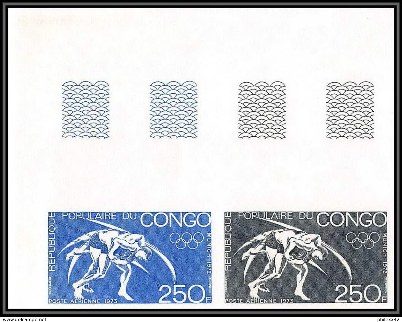 91845a Congo N°152 Lutte Wrestling 1972 Jeux Olympiques Olympic Games Munich 72 Non Dentelé ** MNH Imperf Essai Proof  - Lotta